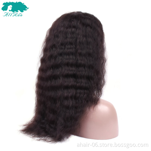Allrun Factory Wholesale Good Price 360 Lace Front, Deep Wave Real Indian Hair Wig
